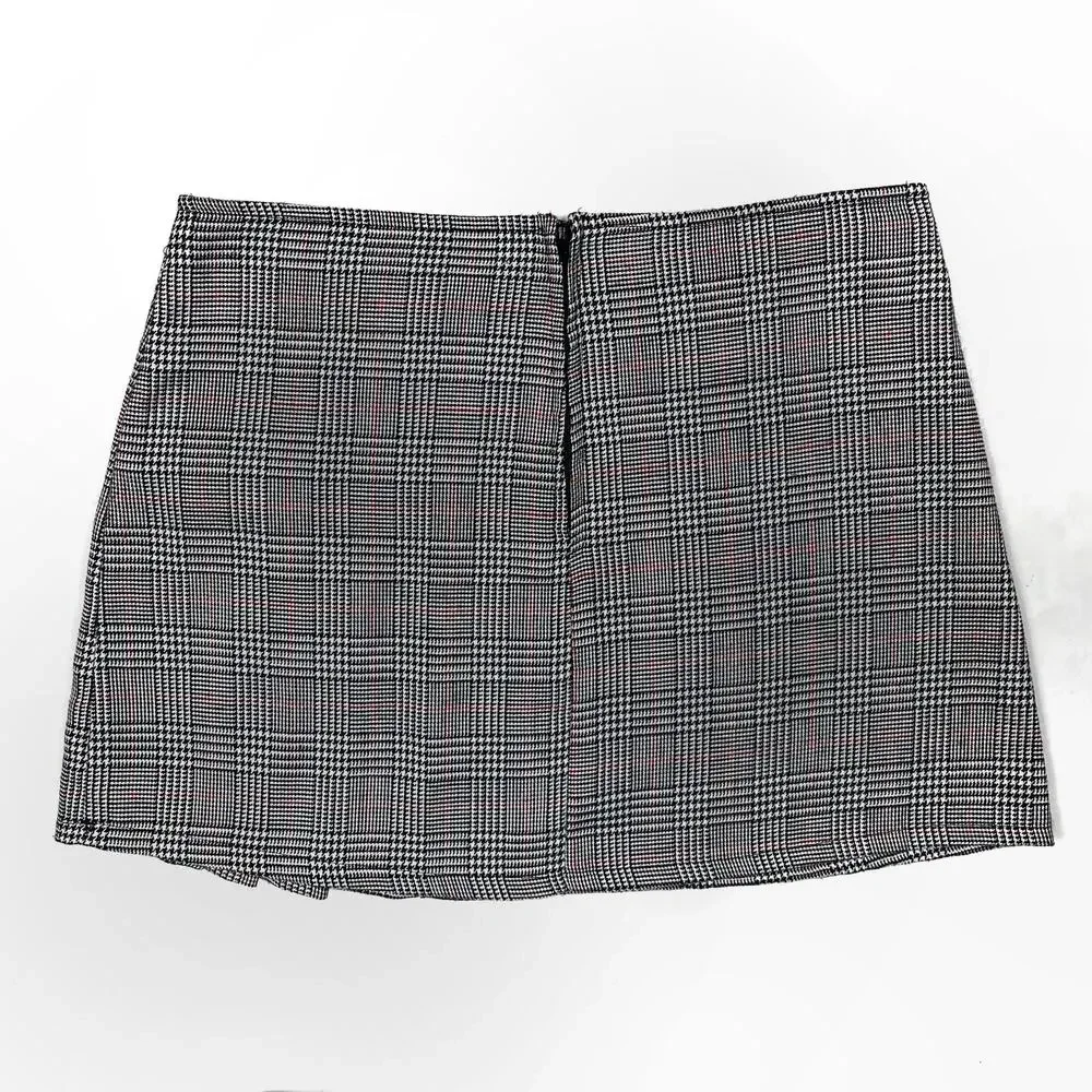 Y2K Serious Los Angeles Plaid Houndstooth Mini Skirt Small Vintage LA Clothing